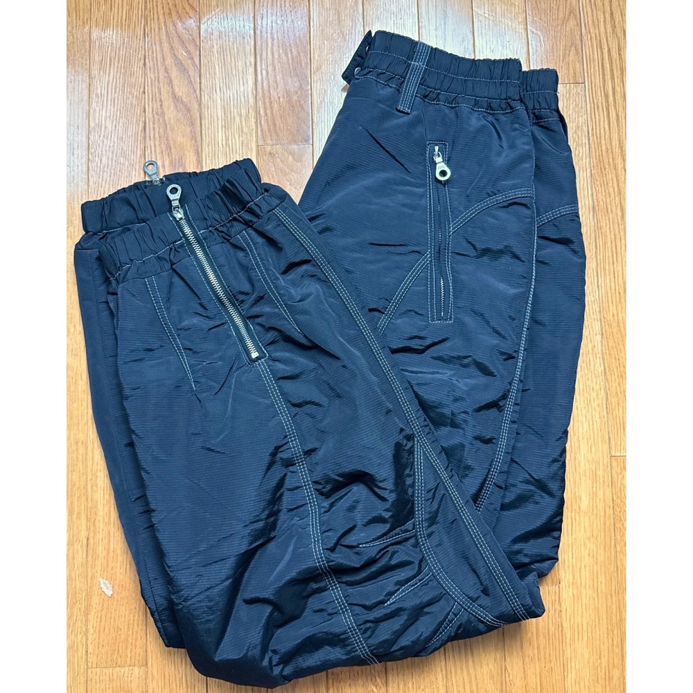 Kaelin Vintage Black Ski Pants Women Size 14/44 Contrast Stitch Ankle Zip 5442